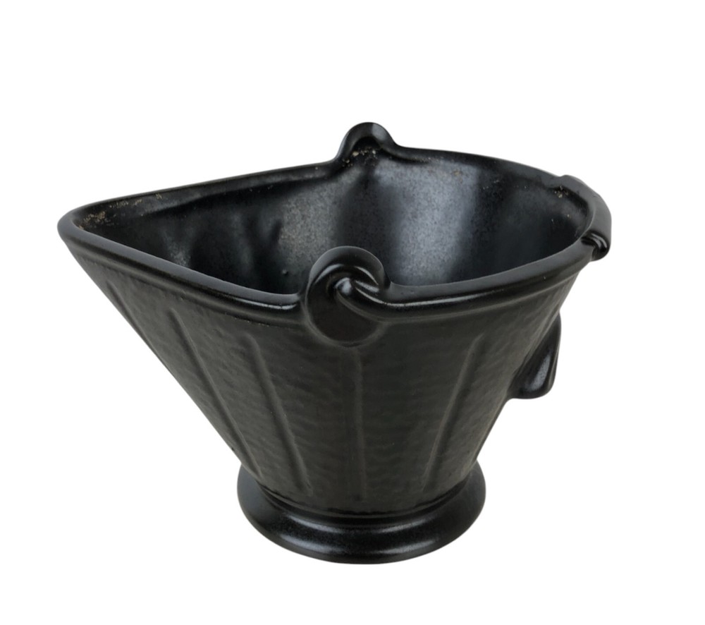 Vintage McCoy Pottery Coal Hod Ash Bucket Black Ceramic Planter NICE Condition