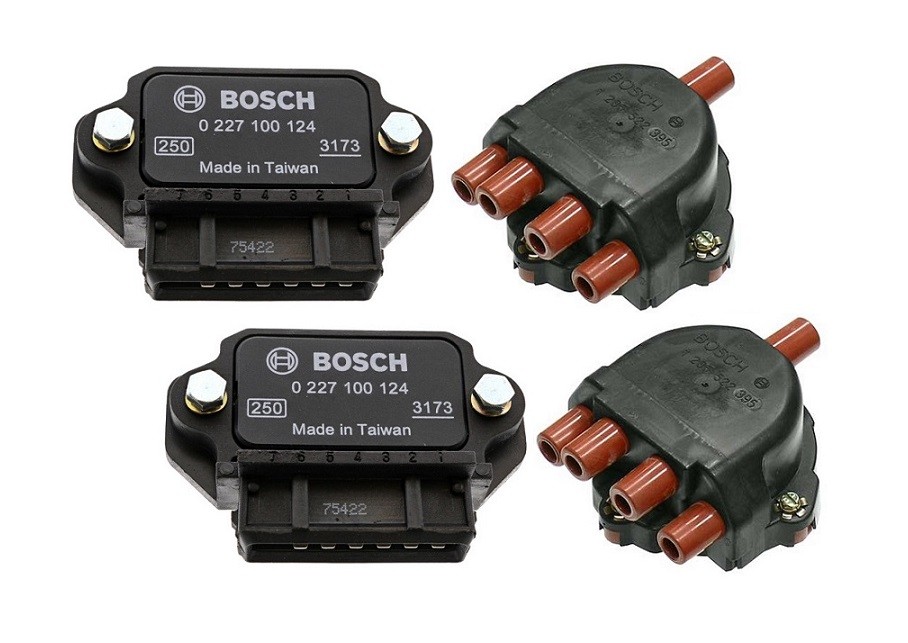 2x Ignition Control Unit + 2x Distributor Cap (OEM) BOSCH for Porsche 928