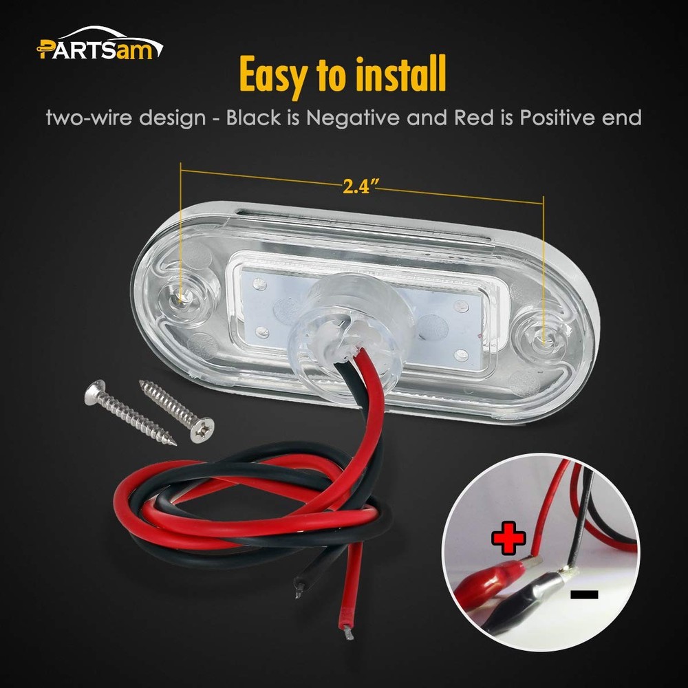 Partsam 4pcs 3" LED Oblong Stainless Courtesy Light Submersible ['White']