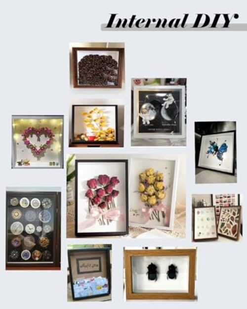 8"x8" Shadow Box Display Frame with Slot,Top Loading Adventure 8"x 8" Black