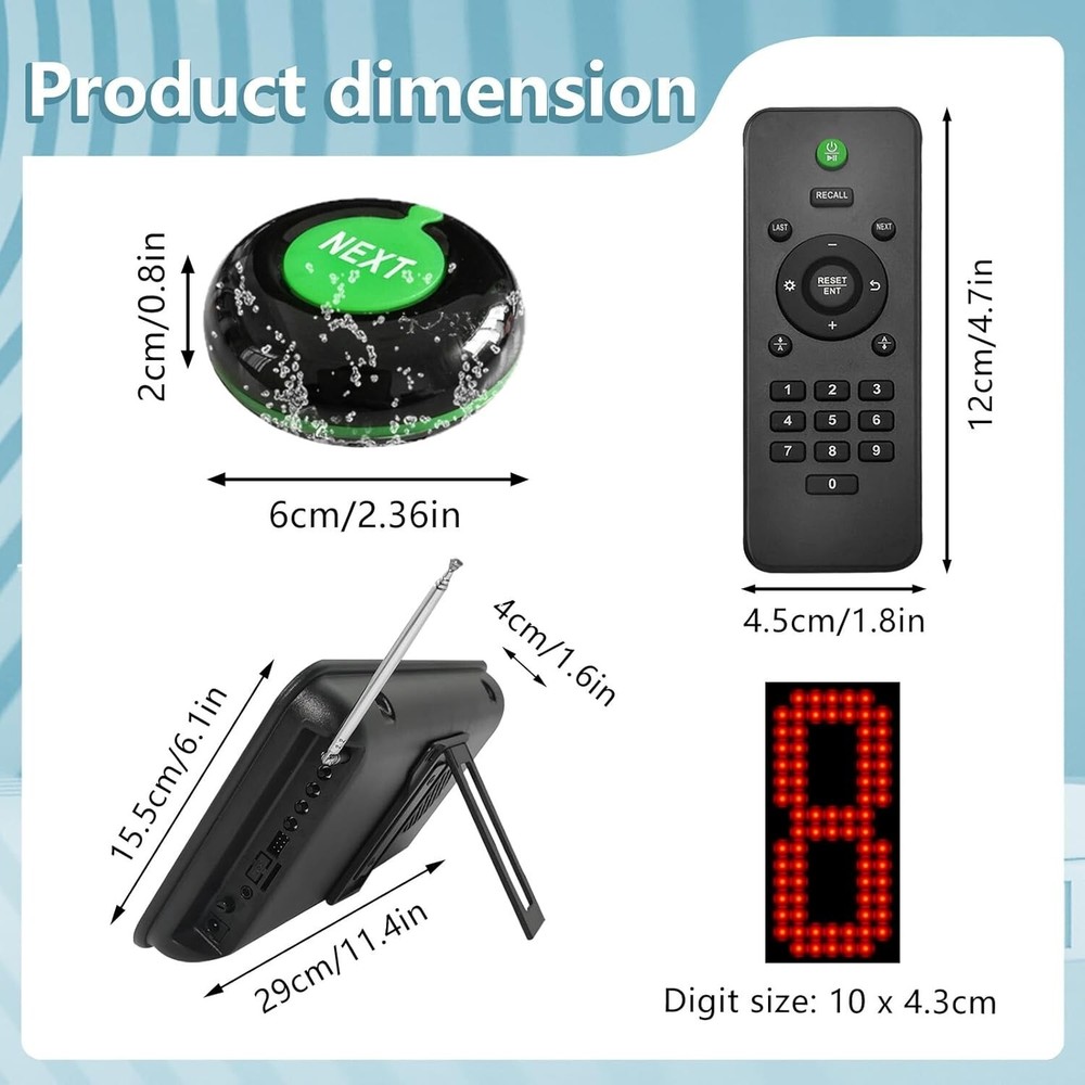 Queue Management System with 3 Digits Display and NEXT Call Button