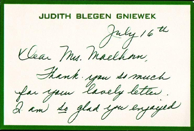 Soprano JUDITH BLEGEN Autograph Letter Signed