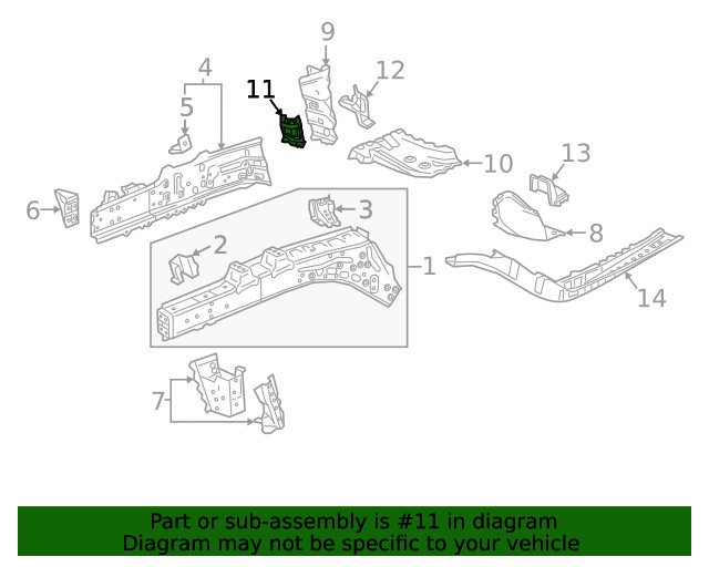 Genuine Passenger Side Front Compartment Front Side Rail Reinforcement 84036669