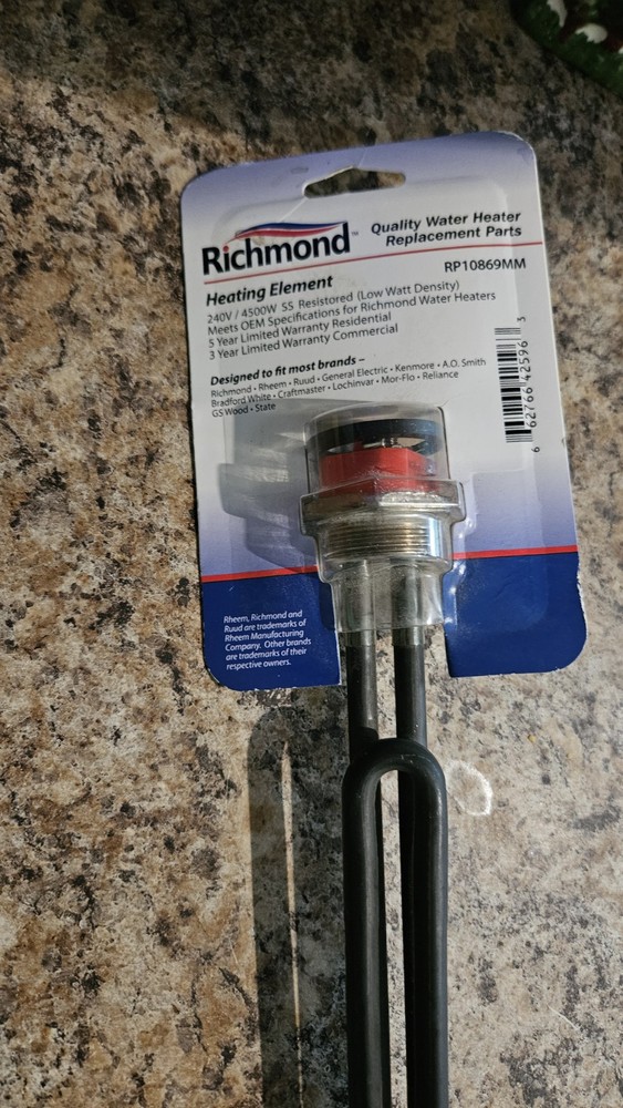 Richmond RP10869MM Water Heater Element, Stainless Steel, 4500 W