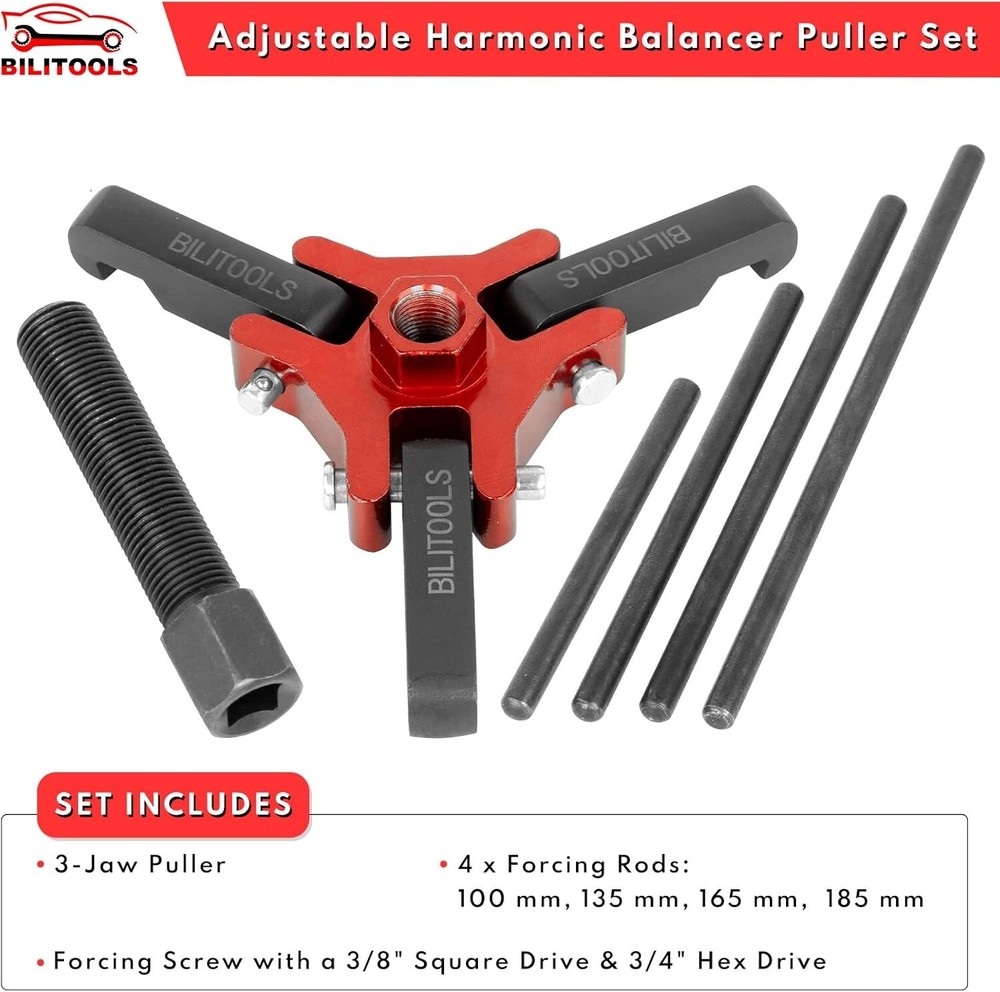 Harmonic Balancer Puller Crank Pulley Removal Kit Engine Motor Rod Auto LS GM