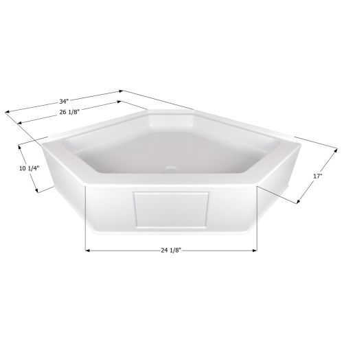 ICON 15233 RV Neo Angle Shower Pan NSB3434 - Polar White