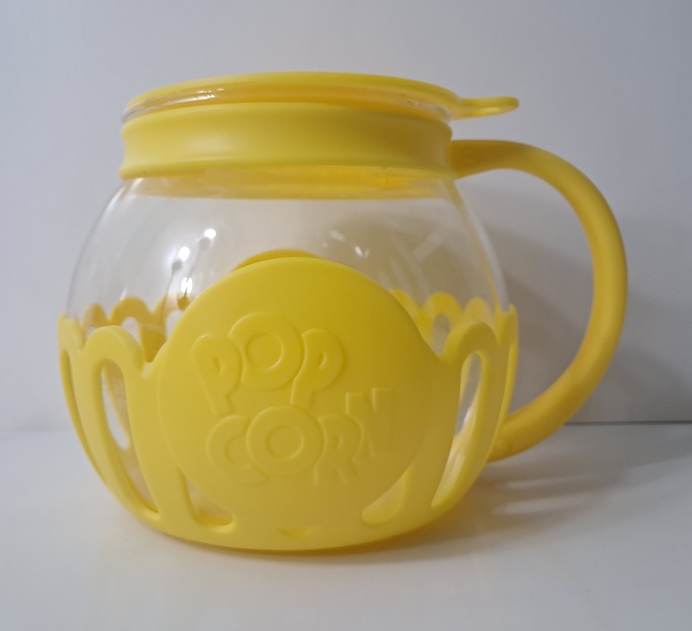 Ecolution Micro-Pop Microwave Glass Popcorn Popper Yellow Eco-friendly 1.5 Qt
