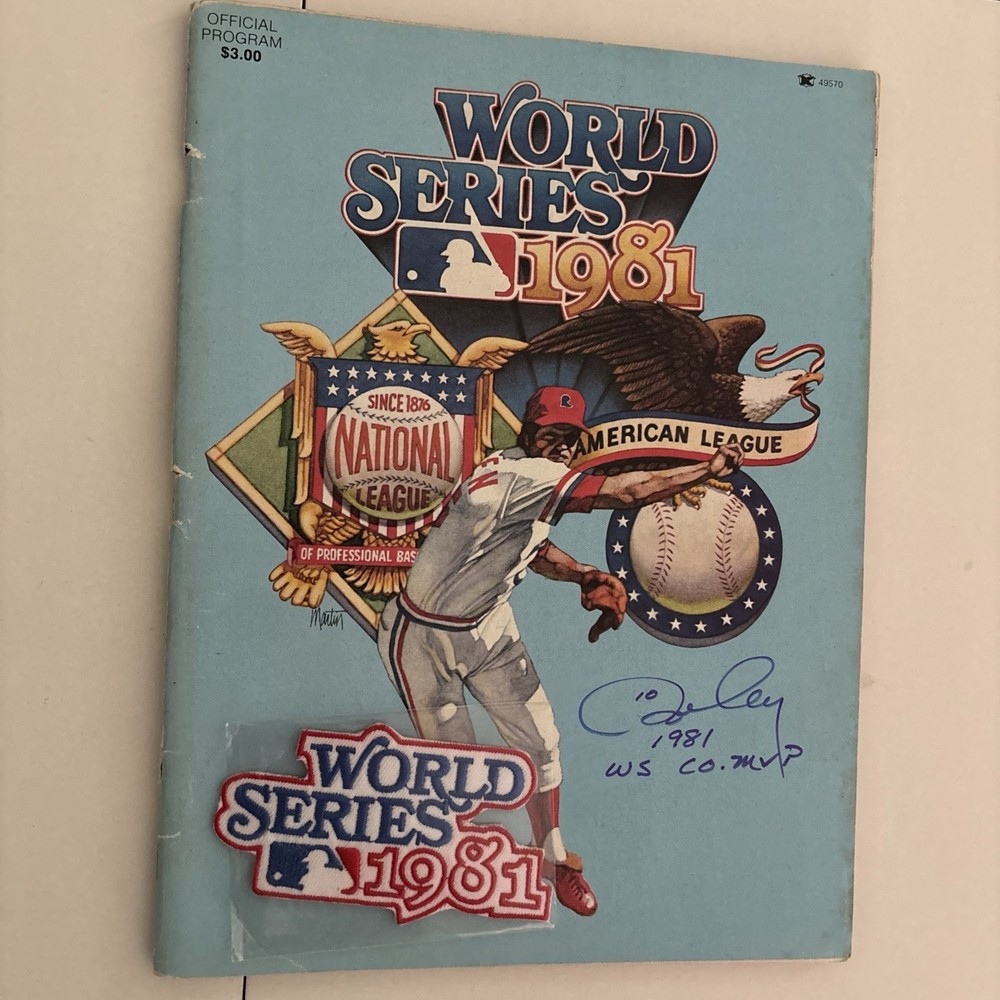 1981 World Series Program & Patch - SIGNED On Cover &pg.66 RON CEY#10 ALS