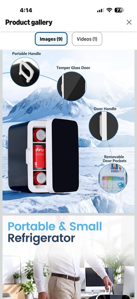 Electactic 10L Compact Mini Fridge, Portable Small Refrigerator, Small
