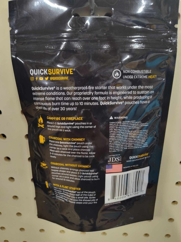 2 QuickSurvive Fire Starter 12 Packs 100% Waterproof
