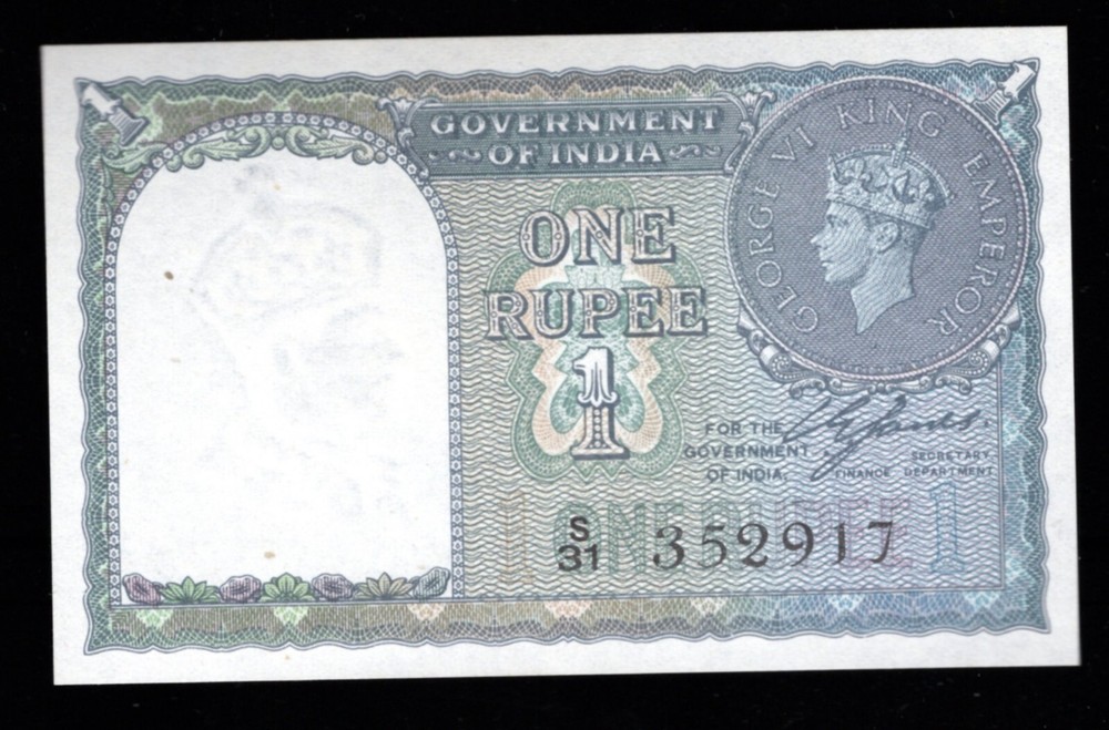 INDIA 1940 1 RUPEE BANKNOTE P25a GEM CRISP UNCIRCULATED