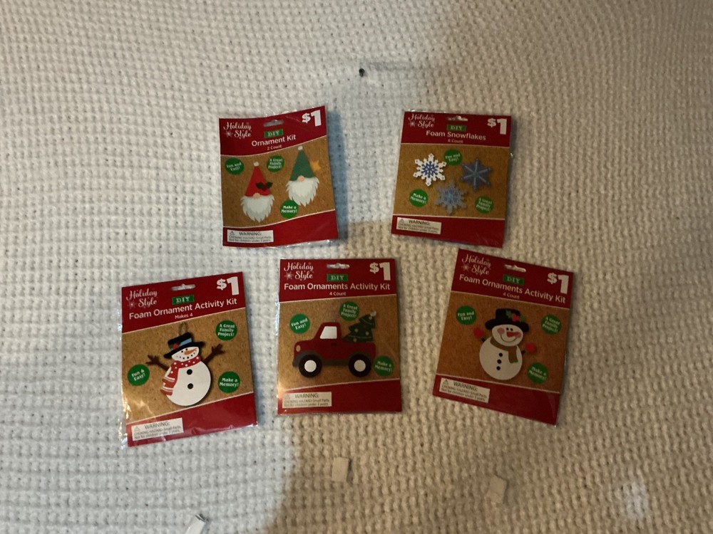 Holiday Style Christmas Foam Ornament Activity Kit Bundle Gnomes Snowman NEW