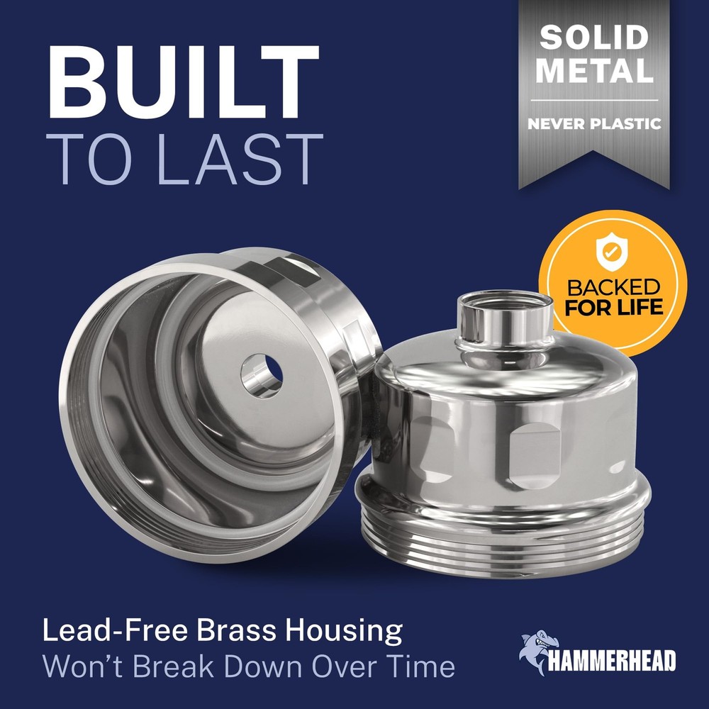 HammerHead Showers® Solid Metal Shower Head Filter – KDF 55 Chrome