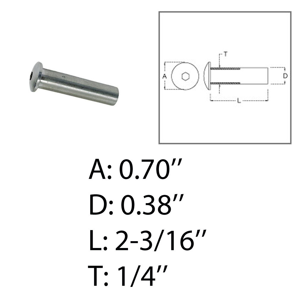 Deck Railing 1/4" Dome Head Stud Receiver Wire Cable Railing Stainless Steel 316