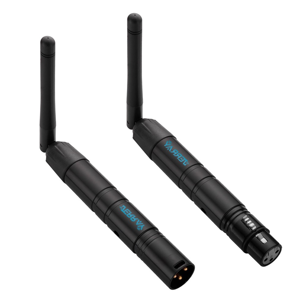 Professional Wireless DMX Transmitter, Silver and Black, with Antenna (Black)