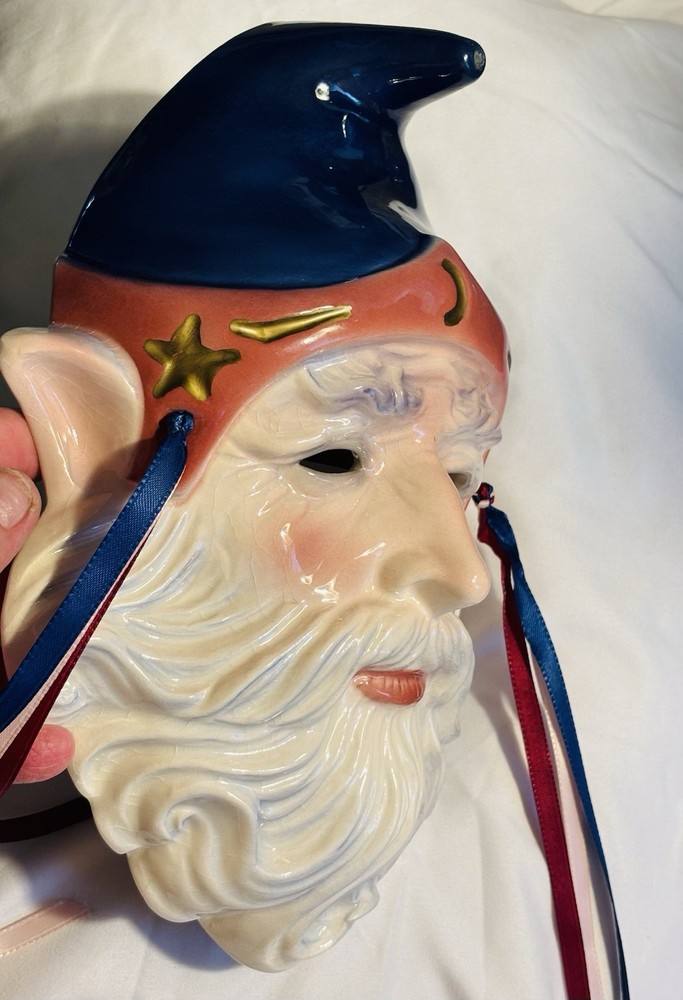 Vint “Wizard Santa” Ceramic Mask. Clay Art 1989. Pristine Condition.Whimsical