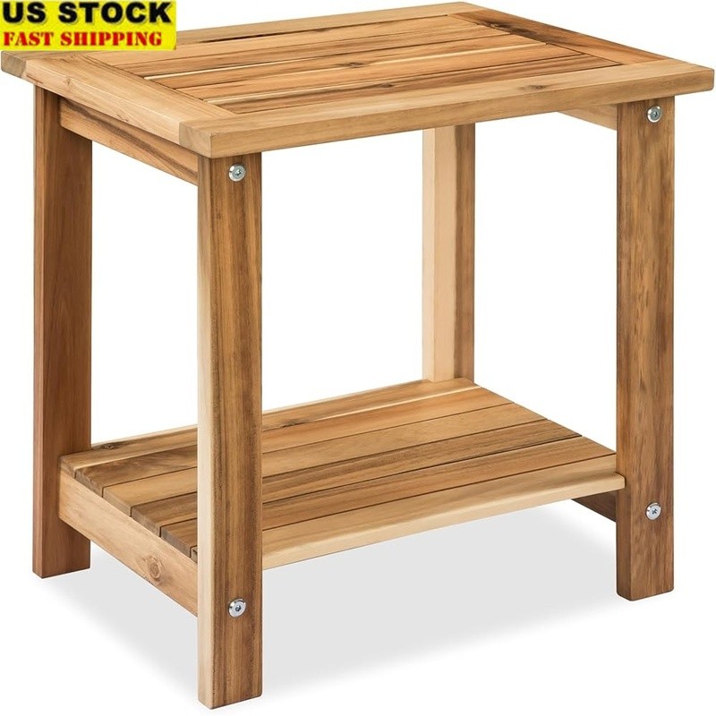 Weather-Resistant Double Adirondack Side Table Indoor Outdoor Use Storage