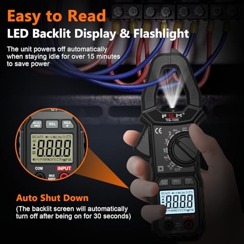 Clamp Meter,TRMS 6000 Counts Digital Clamp Black-(AC Current)Clamp Meter