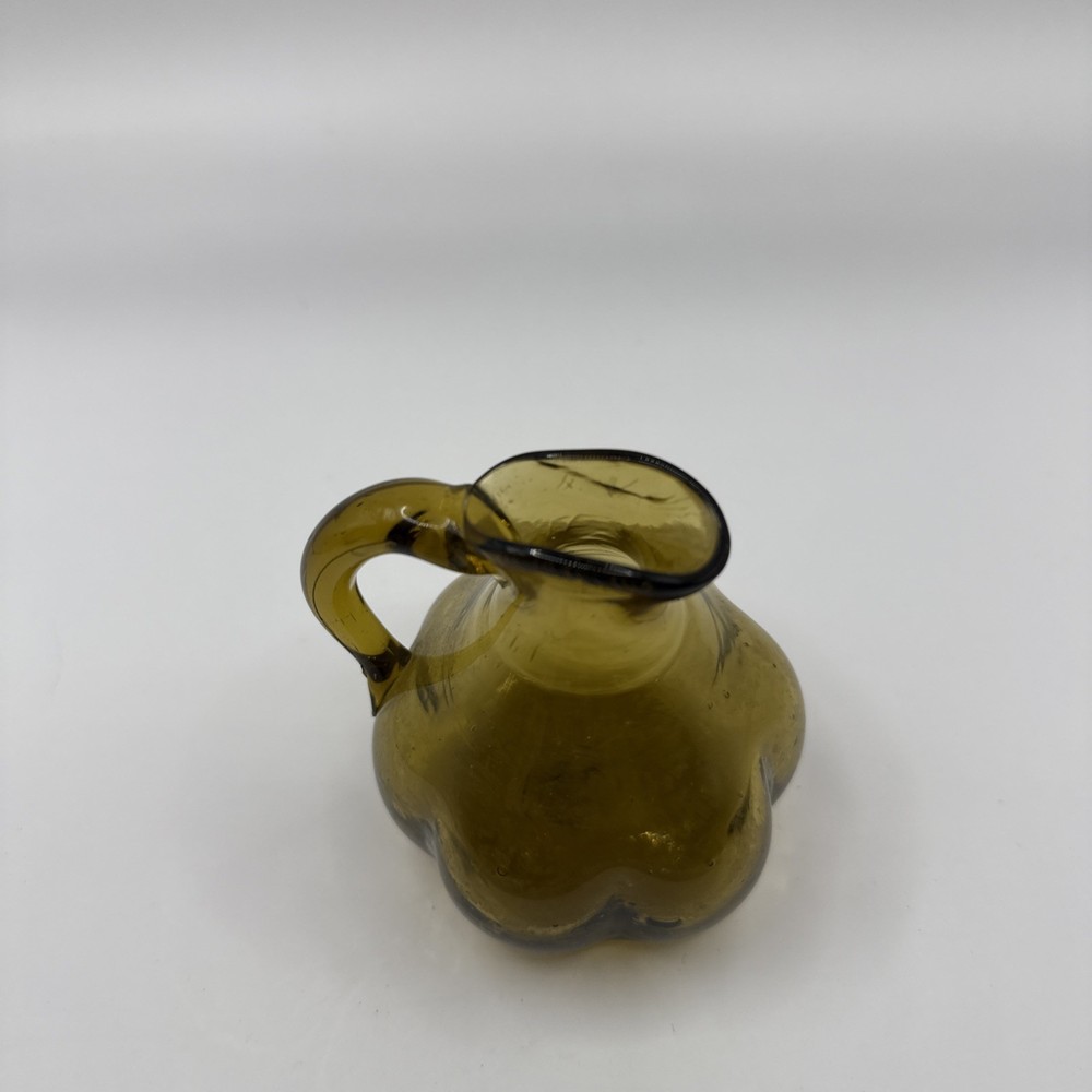 Small Amber Hand Blown Pitcher