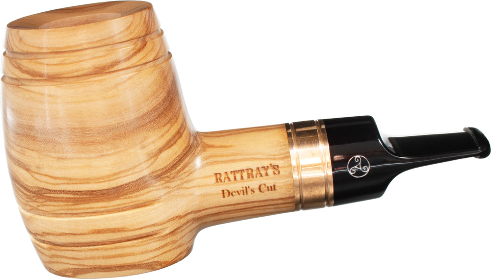 NEW! RATTRAY'S DEVIL'S CUT OLIVE WOOD 9MM PIPE incl. Adapter / SMOOTH