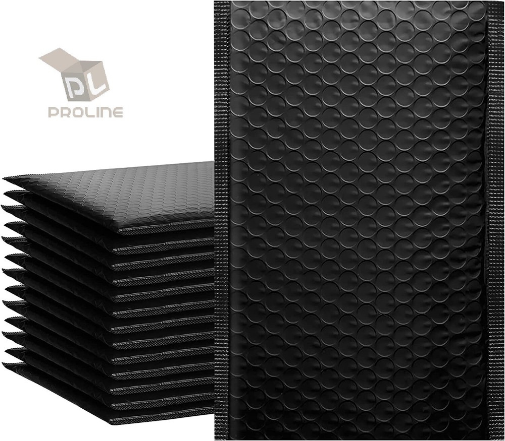 100 #000 4x8 Black Poly Bubble Padded Envelopes Self-Sealing Mailers