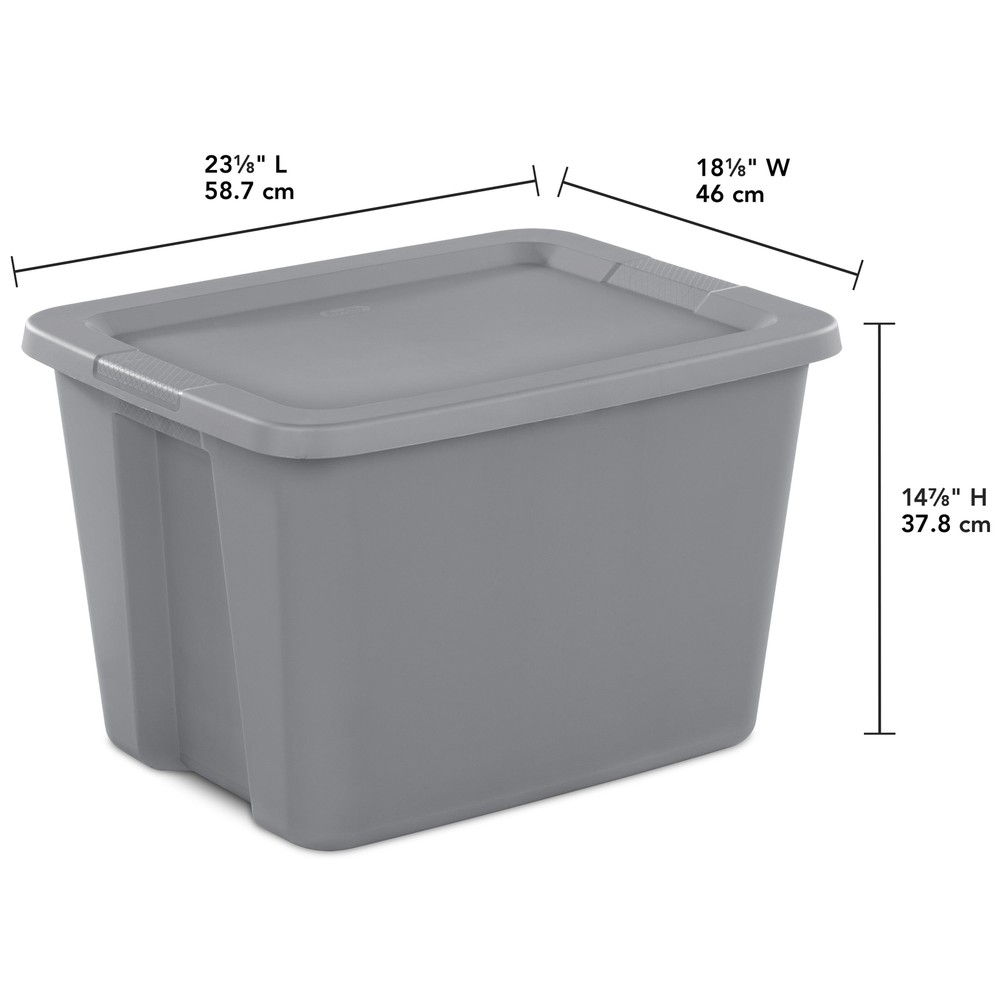 18 Gallon Plastic Storage Container with Snap-On Lid, Gray