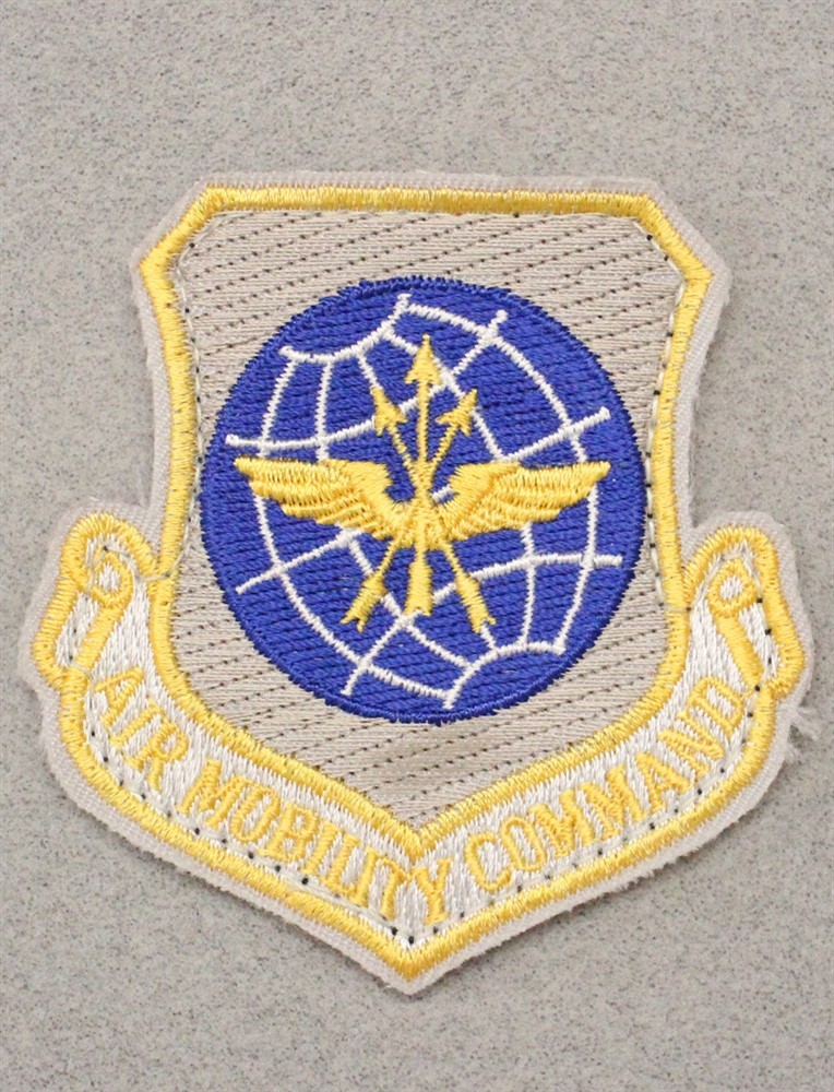 USAF Air Force Patch 169: Air Mobility Command w/H&L back - 3" yellow motto