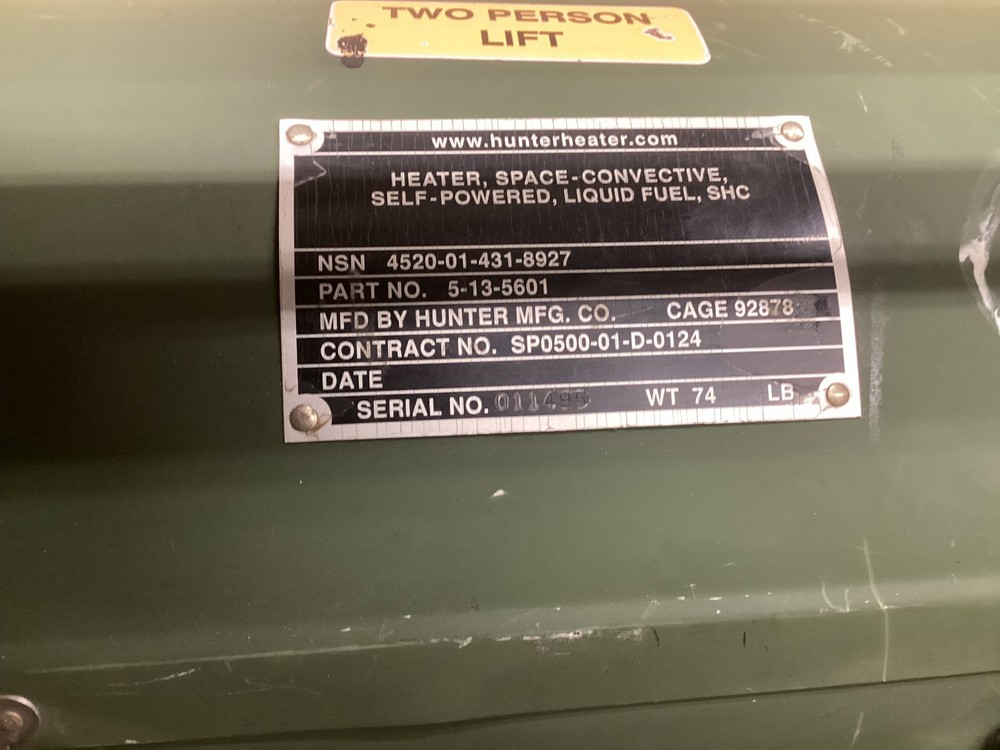 Hunter SHC-35 self powered heater #1003 4520-01-431-8927