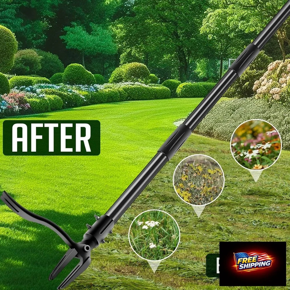 Weed-Puller-Tool-with-Long-Handle, 63" Adjustable Stand Up Weeding Tool with Hea
