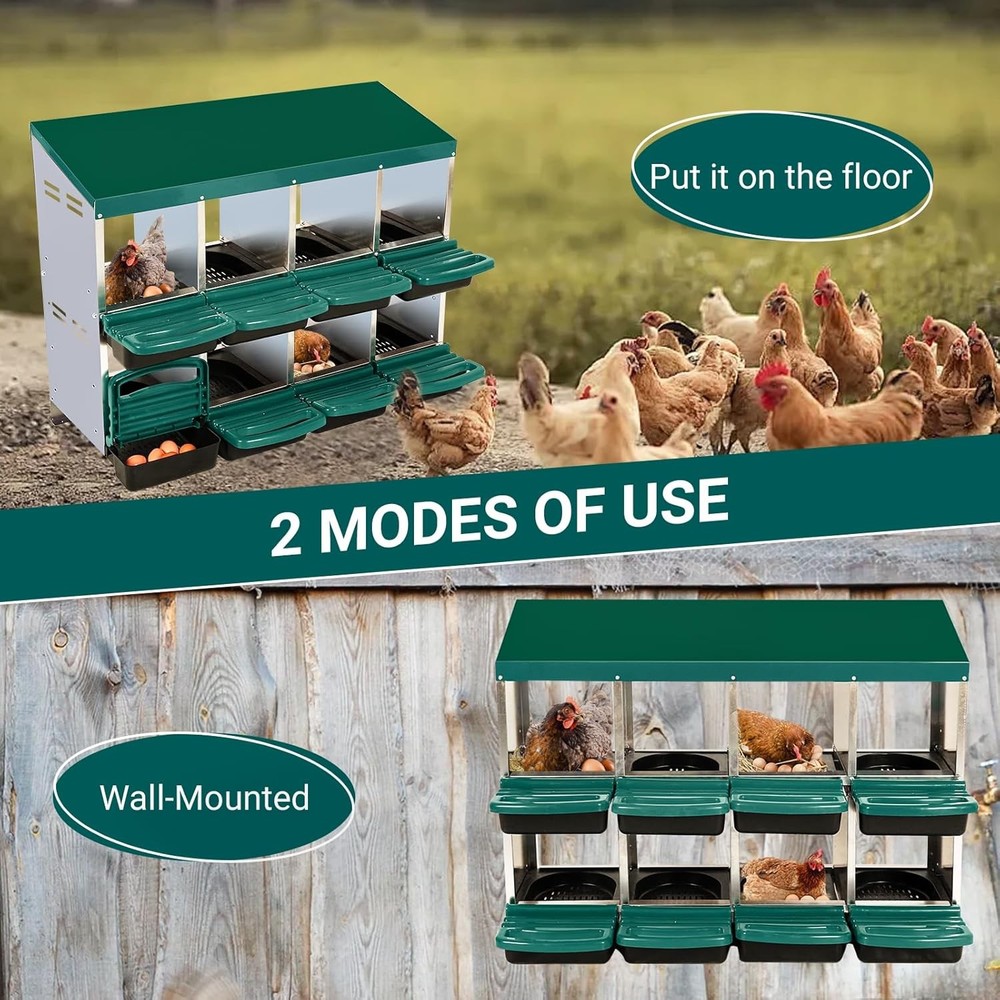 Chicken Nesting Box 2-Tier Chicken Nesting Box 8 Compartments Coop Laying Eggs