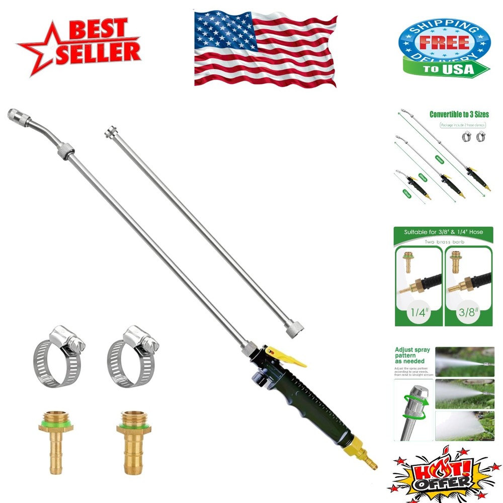 Corrosion-Resistant 44" Sprayer Wand with Lockable Switch Handle for Easy Use