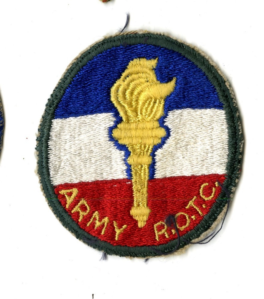 Army ROTC Cut Edge White Back Patch Forest Green Border