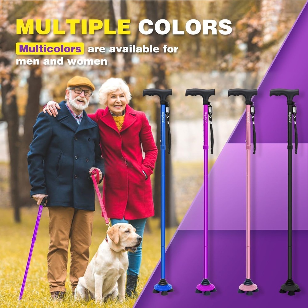 Folding Walking Cane for Seniors - Adjustable & Portable for Enhanced Mobility