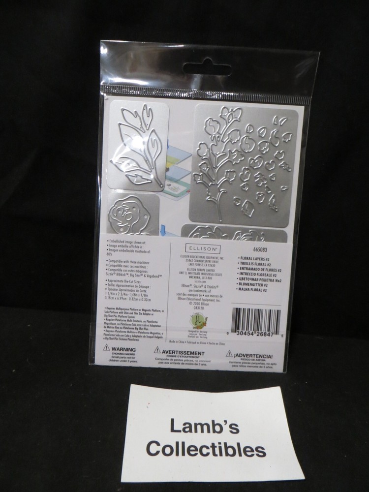 Sizzix Thinlits Floral Layers #2 by Jen Long 7 dies Ellison Scrapbooking 665083