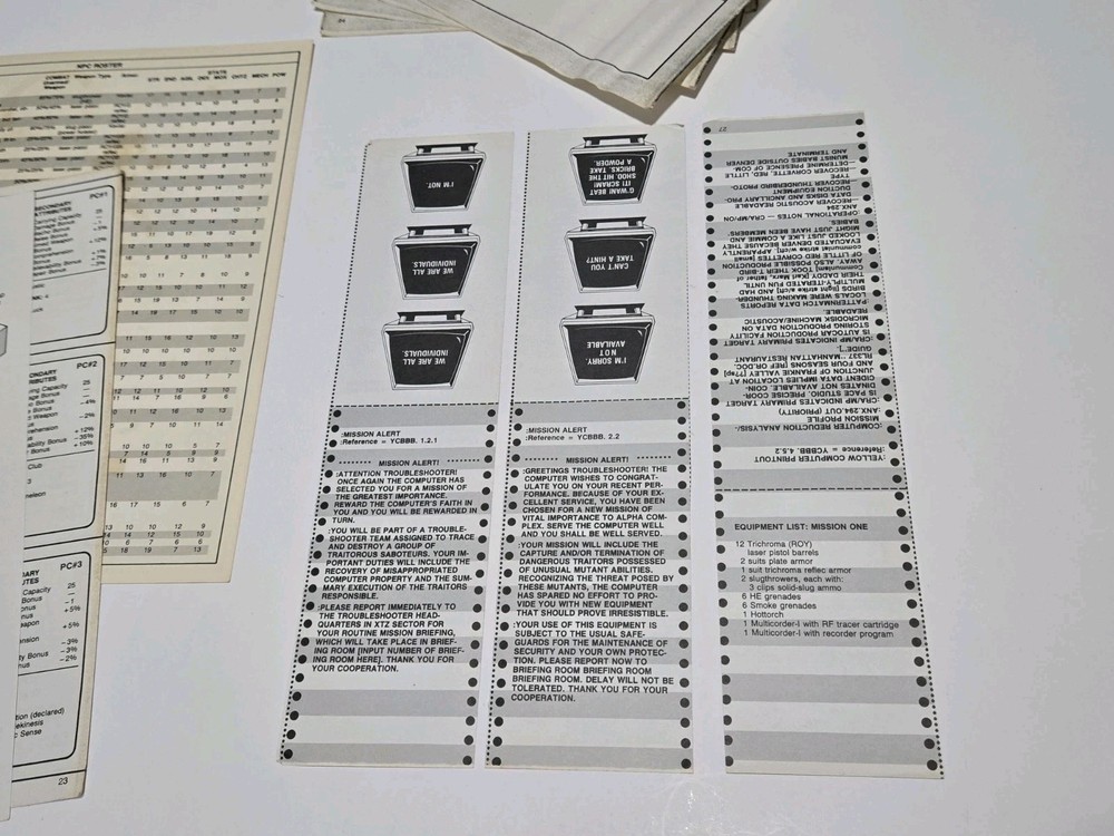 Paranoia Gamemaster Screen + Extras RPG Replacement Sci-Fi 1984 West End Games