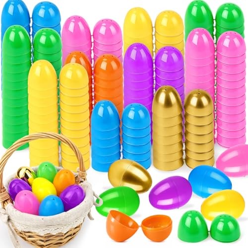 72 PCS Easter Essentials Empty Eggs for Egg Hunt, Bulk Hinged Plastic 72 Pack