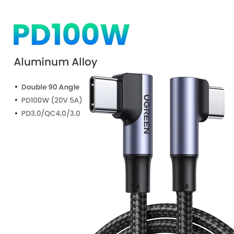 UGREEN PD 100W L Shaped USB C to USB C Fast Charging Cable