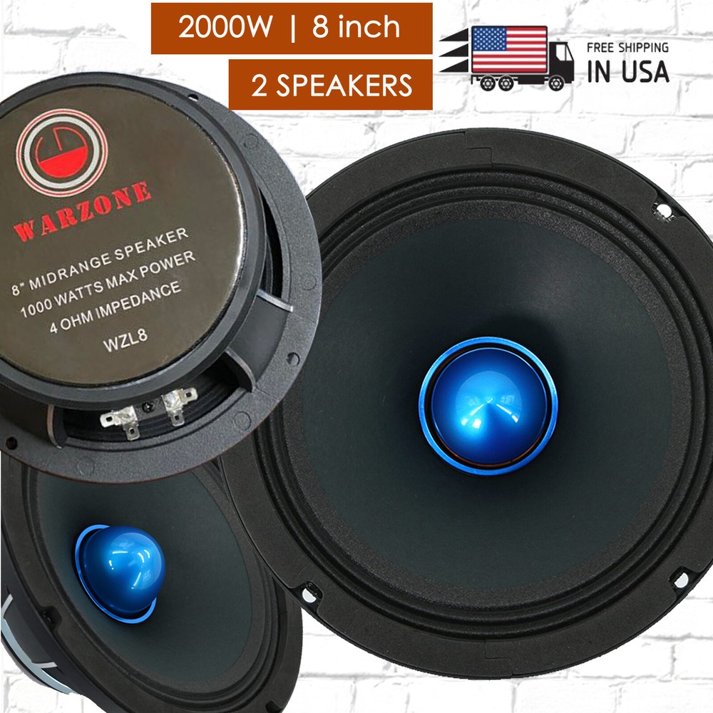 Gravity 2) PRO 8 Inch Classic Midrange Loud Speaker 4-Ohms - 2000 Watts Max pair