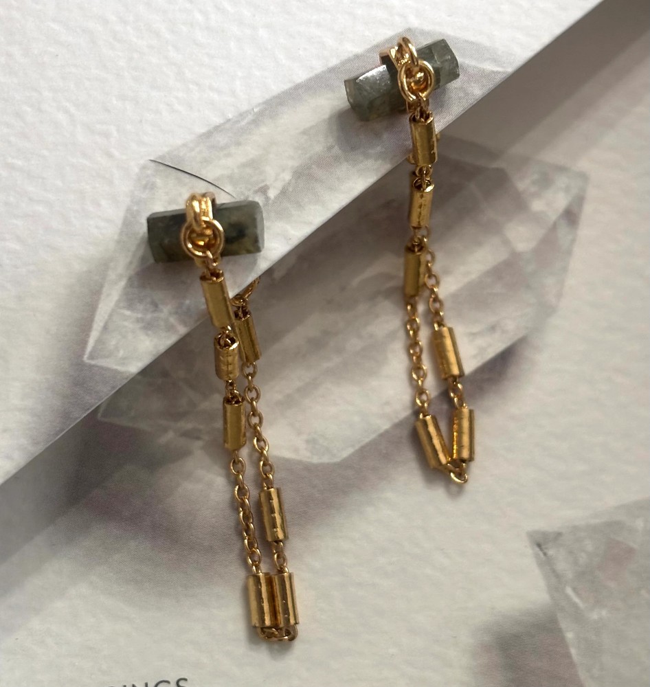 After Party Front-to-Back Chain Earrings - Labradorite