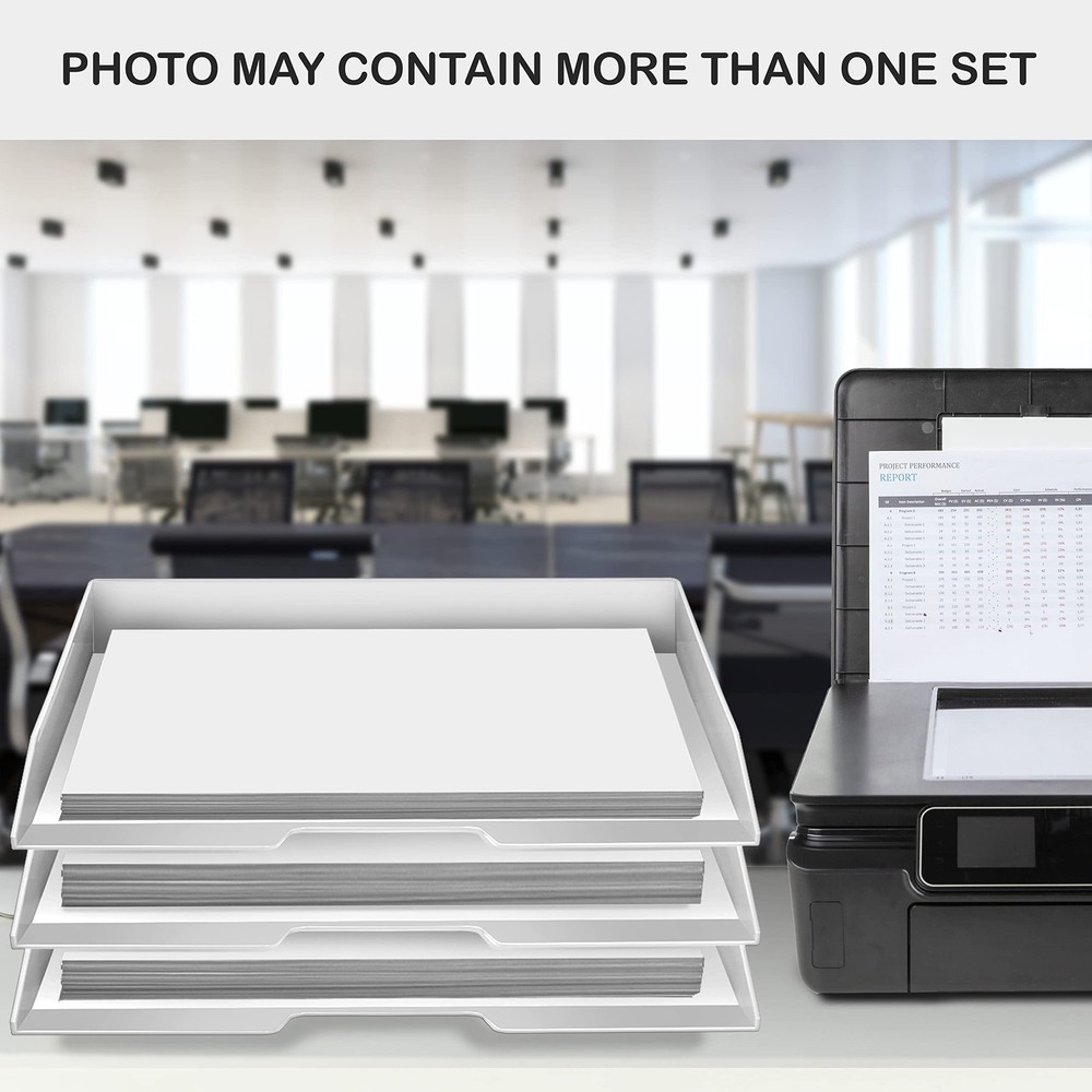 2 Tier Paper Organizer Letter Tray – Plastic Stackable Desk File Organizer, S...