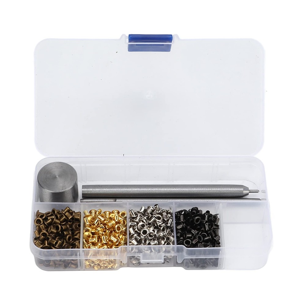 Grommets Tool Metal Eyelets Kit, 2mm Mini Grommets Copper Metal Grommet Kit w...