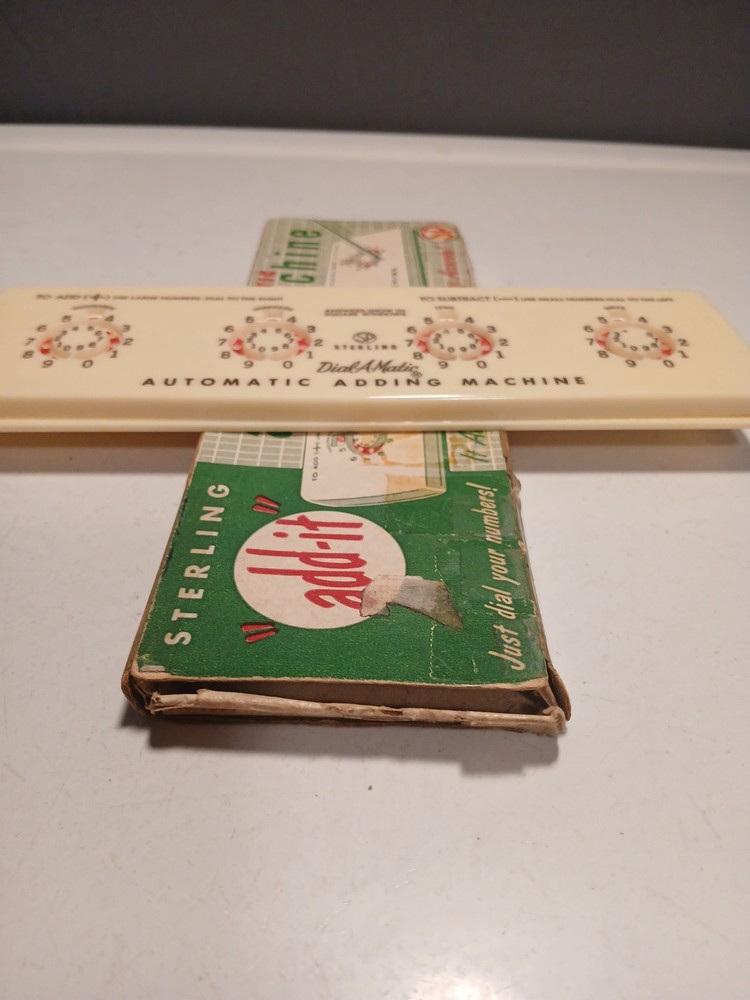 Sterling Dial A Matic Automatic Adding Machine Vintage Plastic in Box