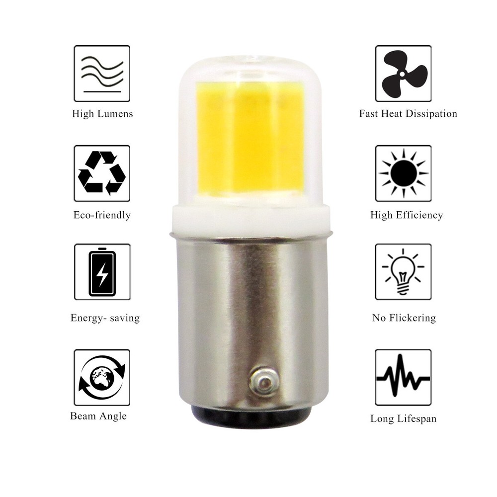 6pcs BA15D LED Light Bulb 1511 COB Lights Lamp 120V Fit Sewing Machine/Kenmore