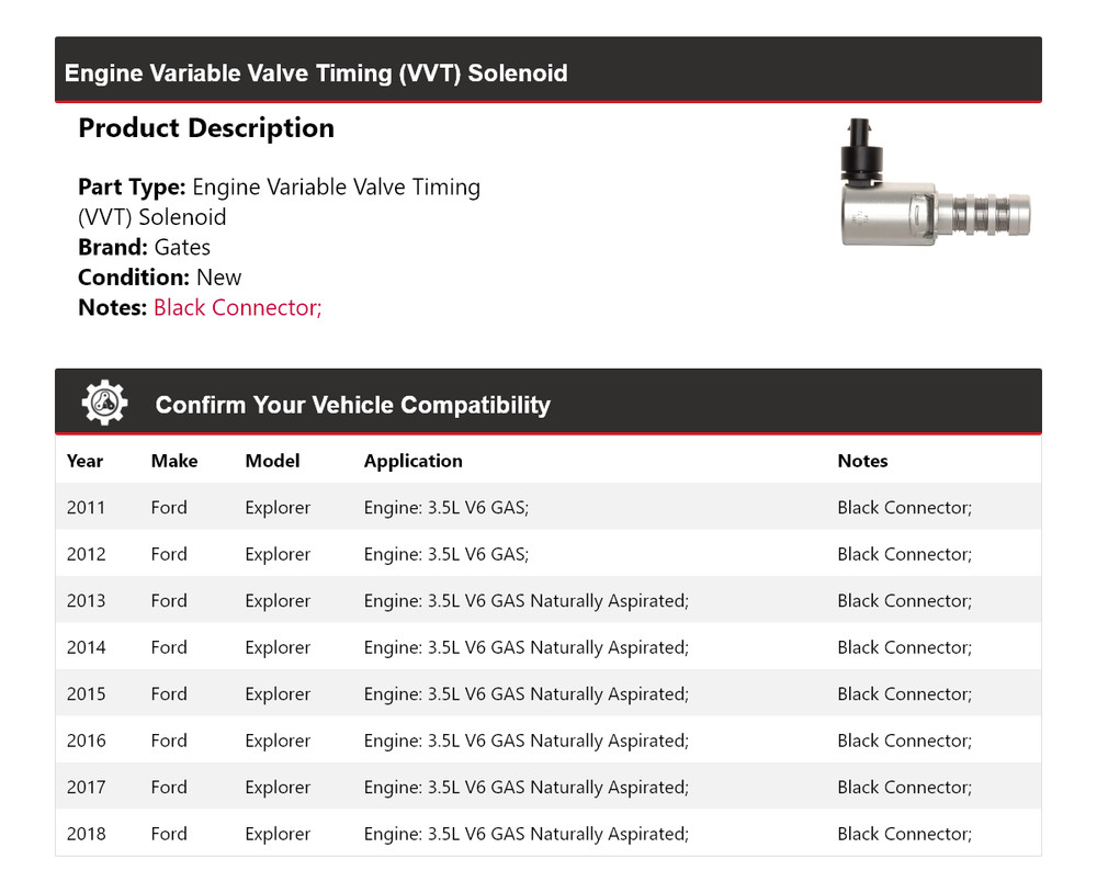 For 2011-2018 Ford Explorer Engine Variable Valve Timing (VVT) Solenoid Gates