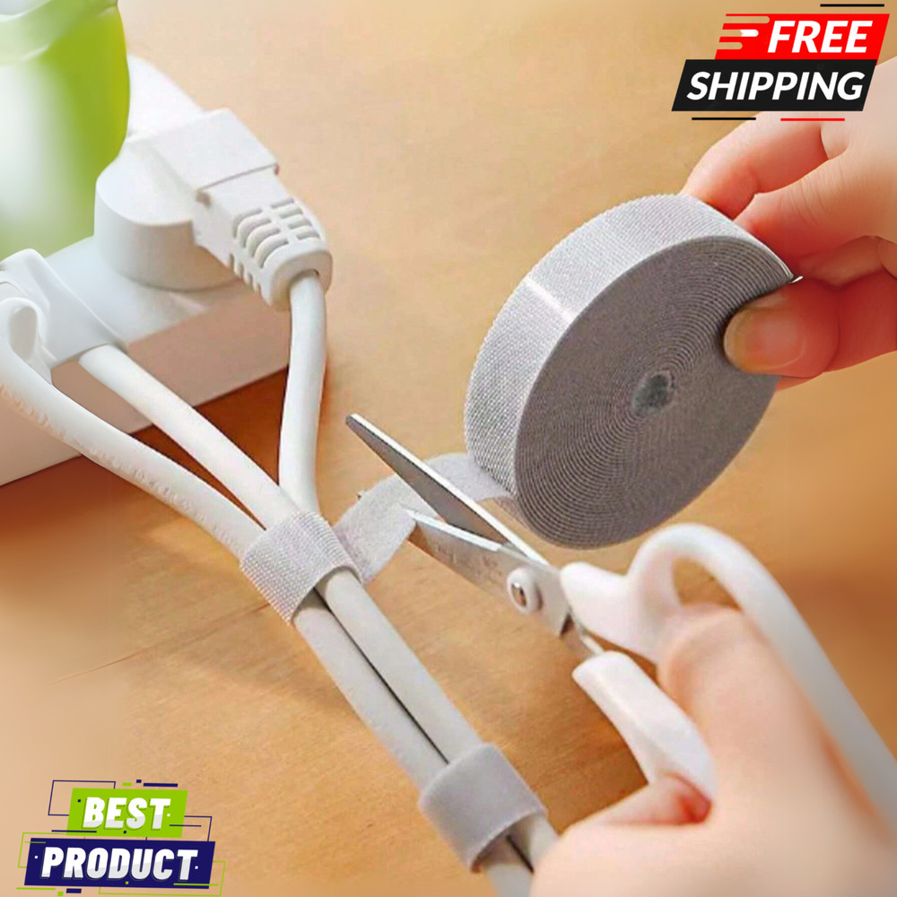 1m Hook & Loop Cable Tie Double-Sided Self Gripping Portabl Data Cable Organizer