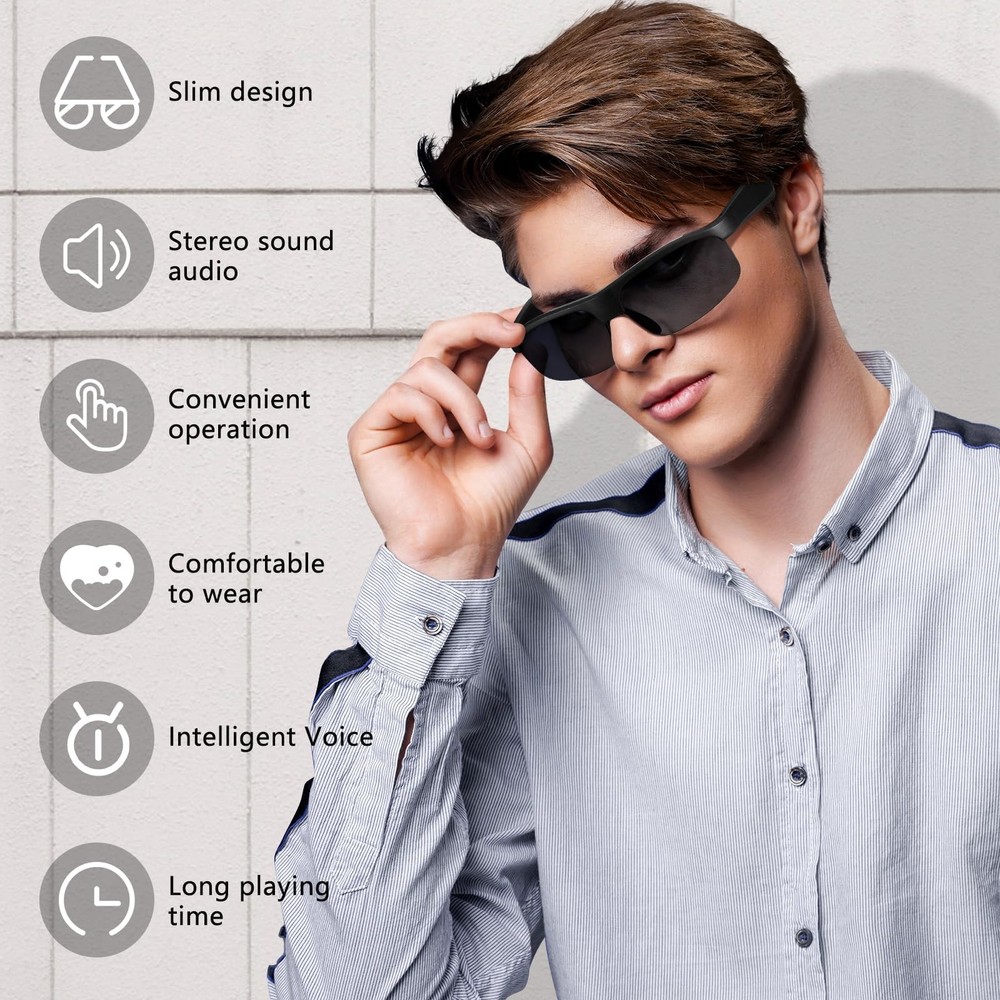 Smart Glasses, Polarized Bluetooth Sunglasses with Speaker, Voice Assistant, ...