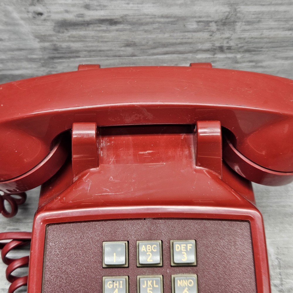 Western Electric Red Desk Table Top Touch Tone Dial Push Button Phone UNTESTED