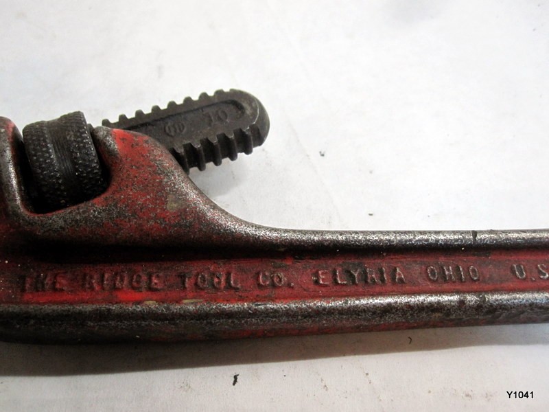 Vintage Ridgid Model# E10 Offset 10" Pipe Wrench, Plumber
