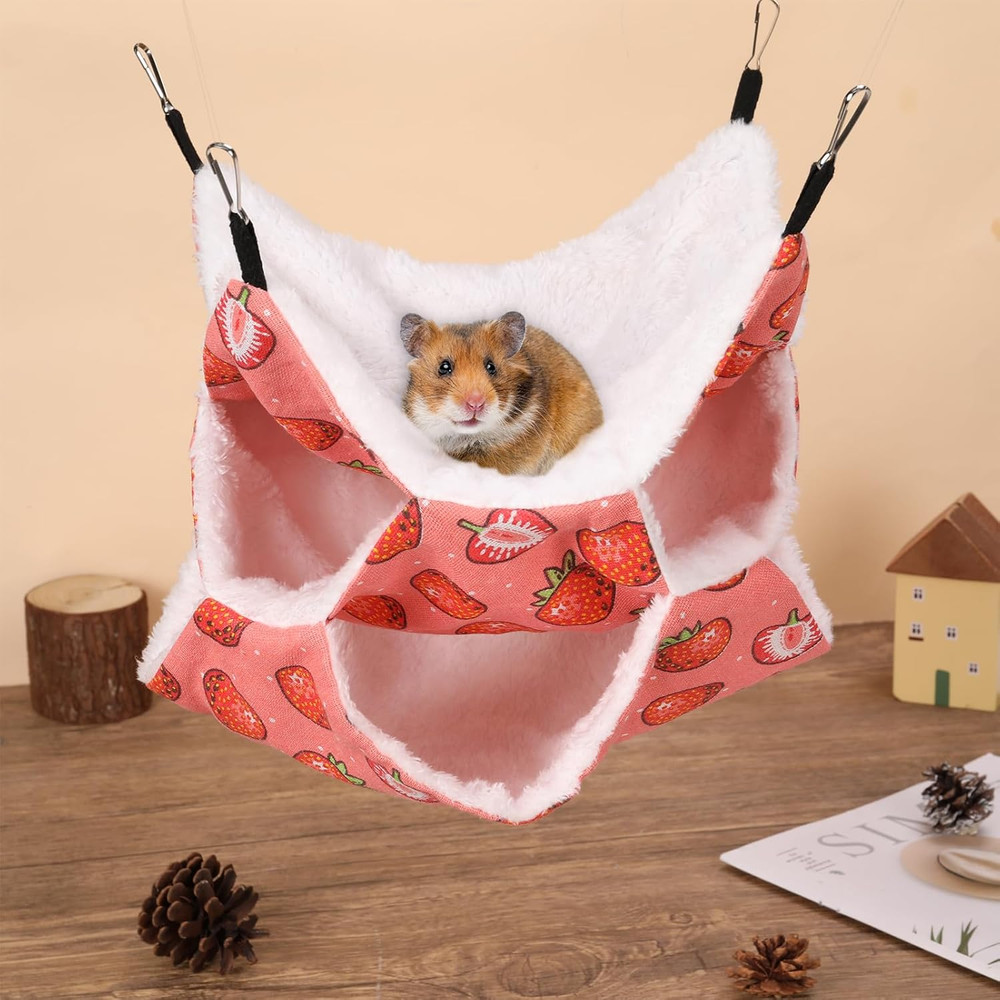 Warm Ferrets Cage Hammock Hanging Bed for Sugar Glider Fleece Raspberry Red