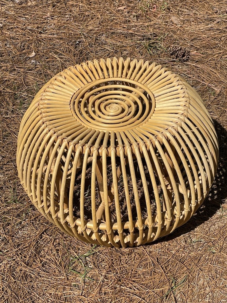 Vintage Rattan Ottoman / Low Table